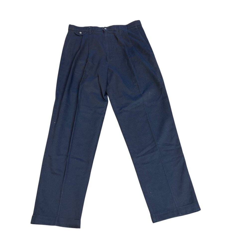 Dockers Men's Navy Blue Chinos Pants Pleated Front Loose Fit Size 36